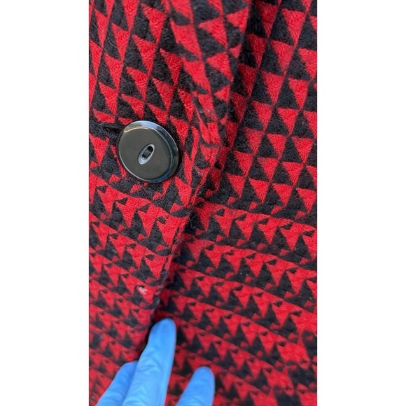 Vintage Linda Allard Ellen Tracy Houndstooth Suit Set Red Black Blazer Skirt - Picture 8 of 10